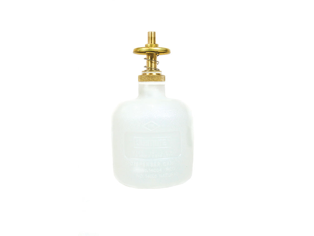 Justrite Dispensing Can - Nonmetallic - With Brass Dispenser Valves - 8 Ounce - Translucent Polyethylene - White - 14005