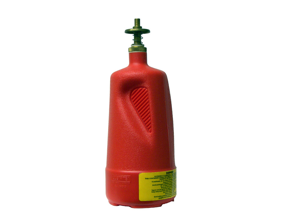 Justrite Dispensing Can - Nonmetallic - With Brass Dispenser Valves - 1 Quart - Polyethylene - Red - 14010