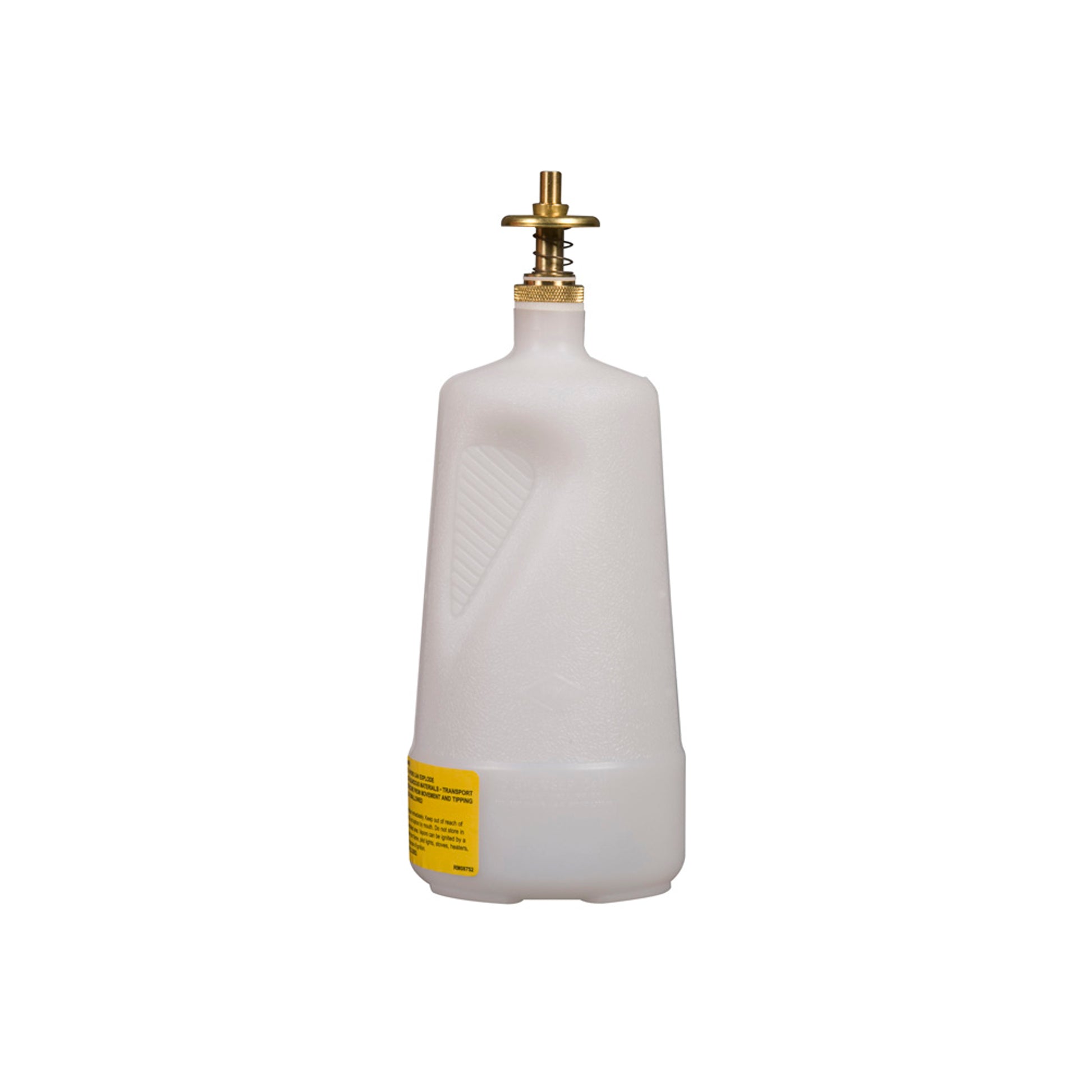 Justrite Dispensing Can - Nonmetallic - With Brass Dispenser Valves - 1 Quart - Translucent Polyethylene - White - 14012