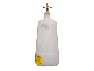 Justrite Dispensing Can - Nonmetallic - With Brass Dispenser Valves - 1 Quart - Translucent Polyethylene - White - 14012