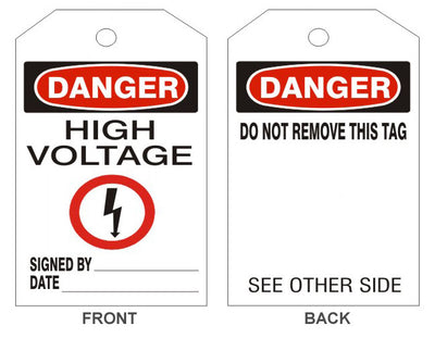 DANGER HIGH VOLTAGE ELECTRIC PICTO TAGS - BACK 1