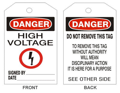 DANGER HIGH VOLTAGE ELECTRIC PICTO TAGS - BACK 2