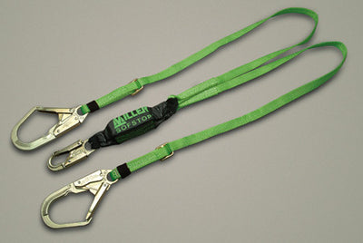 Miller Adjustable 6-ft Double Leg Lanyard w/ 2 Locking Rebar Hooks Lanyard w/SofStop -8878-6R/6FTYL