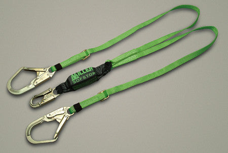 Miller Adjustable 6-ft Double Leg Lanyard w/ 2 Locking Rebar Hooks Lanyard w/SofStop -8878-6R/6FTYL