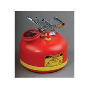 Justrite Safety Can For Liquid Disposal - S/S Hardware - 2 Gal - Built-In Fill Guage - Flame Arrester - Poly - Red - 14265