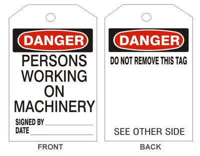 DANGER PERSONS WORKING ON MACHINERY TAGS - BACK 1