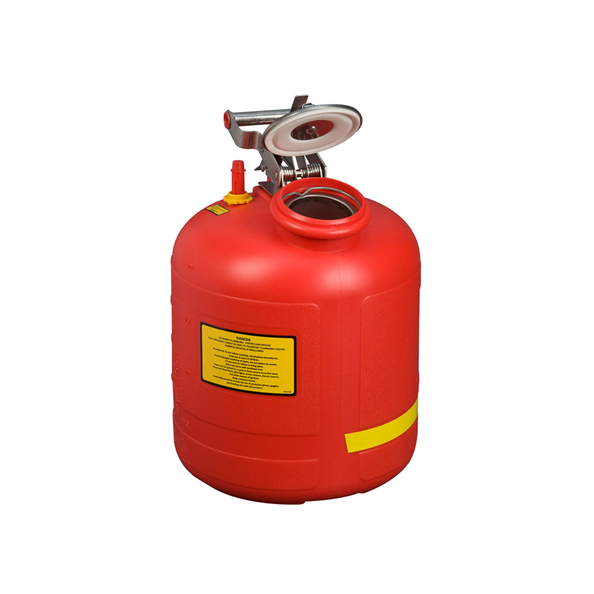Justrite Safety Can For Liquid Disposal - S/S Hardware - 5 Gal - Built-In Fill Guage - Flame Arrester - Poly - Red - 14565