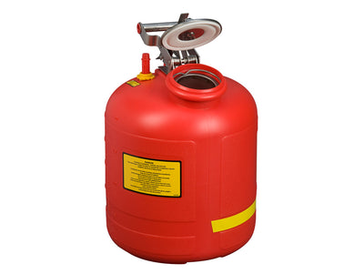 Justrite Safety Can For Liquid Disposal - S/S Hardware - 5 Gal - Built-In Fill Guage - Flame Arrester - Poly - Red - 14565