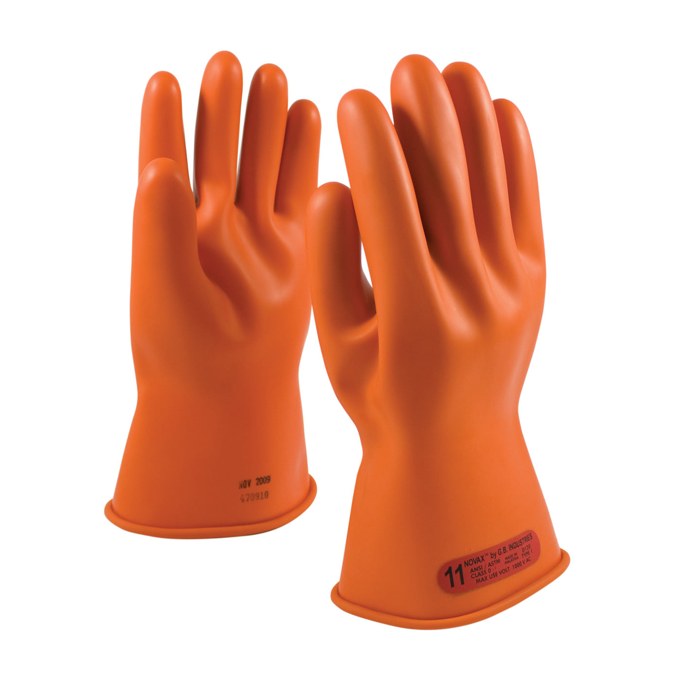 NOVAX Insulating Gloves Class 0 Rubber Glove w/Straight Cuff - 11" - Orange - 1/PR - 147-0-11