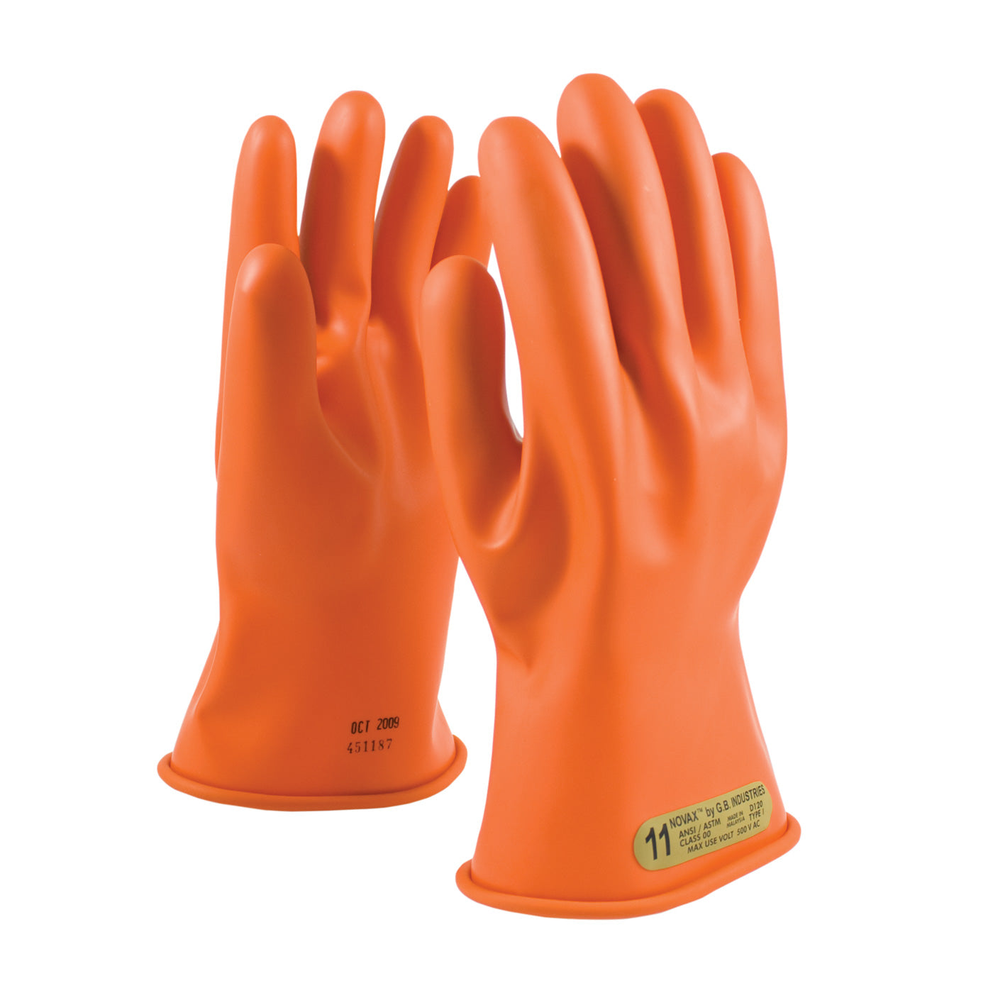 NOVAX Insulating Gloves Class 00 Rubber Glove w/Straight Cuff - 11" - Orange - 1/PR - 147-00-11