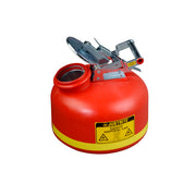 Justrite Safety Can For Liquid Disposal - S/S Hardware - 2 Gallon - Flame Arrester - Polyethylene - Red - 14762