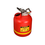 Justrite Safety Can For Liquid Disposal - S/S Hardware - 5 Gallon - Flame Arrester - Polyethylene - Red - 14765