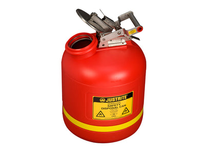 Justrite Safety Can For Liquid Disposal - S/S Hardware - 5 Gallon - Flame Arrester - Polyethylene - Red - 14765