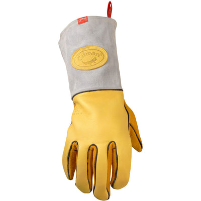 Caiman Elk Skin MIG/Stick Welder's Glove w/an Unlined Palm & FR Wool Lined Back - Gold - 6/PR - 1485