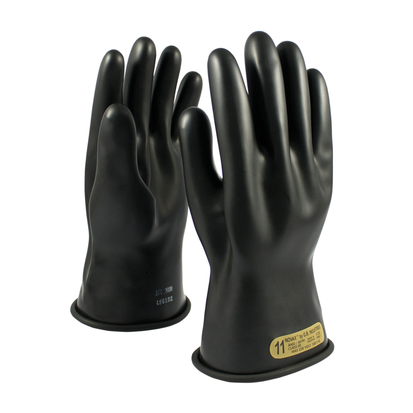 NOVAX Insulating Gloves Class 00 Rubber Glove w/Straight Cuff - 11" - Black - 1/PR - 150-00-11