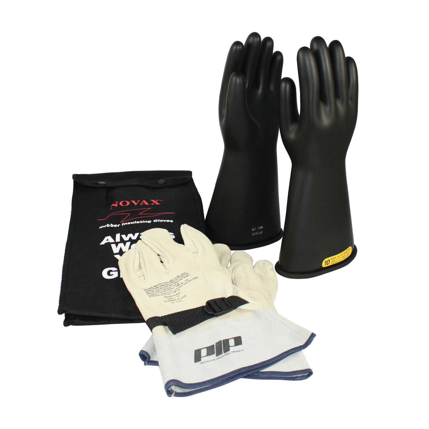 NOVAX Insulating Glove Kit Class 2 Electrical Safety - Black - 1/EA - 150-SK-2