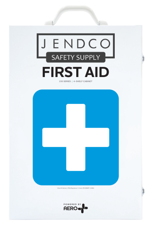AERO SUREFILL 150 Person 4-Shelf First Aid Kit w/ Jendco Logo - SF150BMT