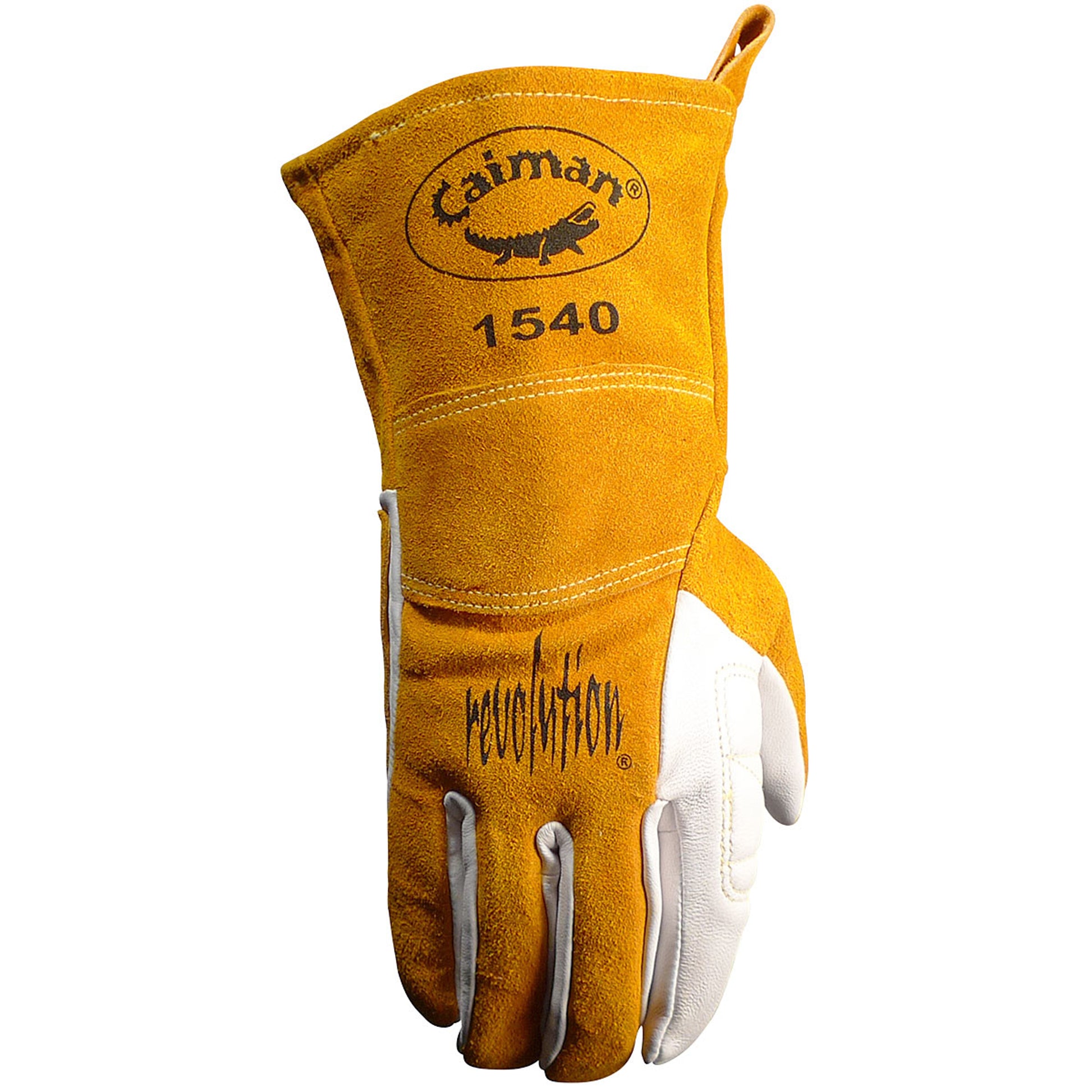 Caiman Premium Goat Grain TIG/Multi-Task Welder's Glove w/Split Cowhide Back - 4" Kontour Wrist Cuff - Gold - 6/PR - 1540