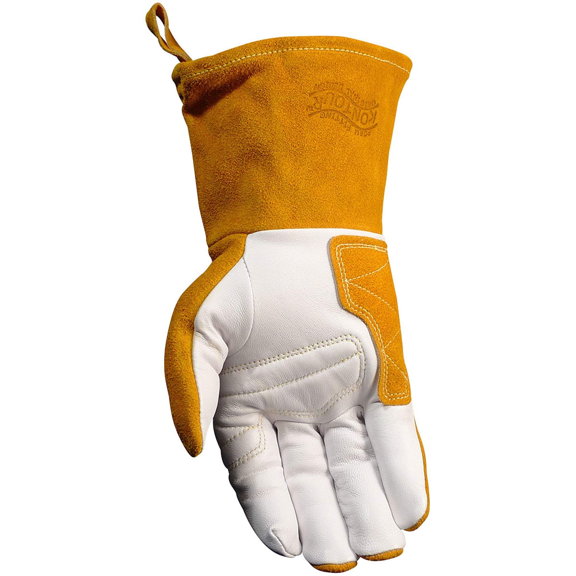 Caiman Premium Goat Grain TIG/Multi-Task Welder's Glove w/Split Cowhide Back - 4" Kontour Wrist Cuff - Gold - 6/PR - 1540