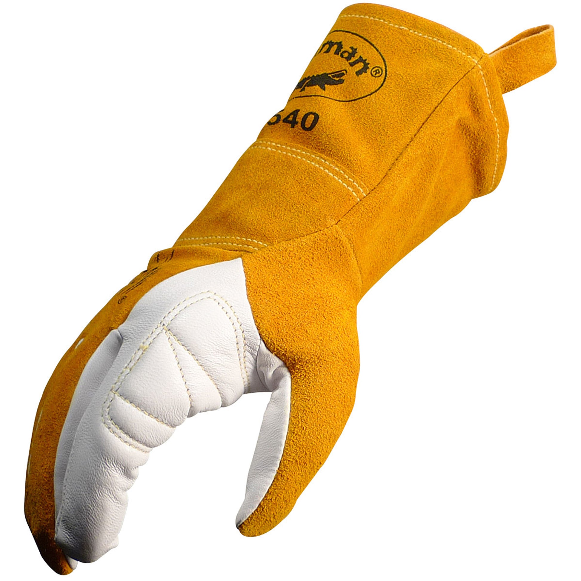 Caiman Premium Goat Grain TIG/Multi-Task Welder's Glove w/Split Cowhide Back - 4" Kontour Wrist Cuff - Gold - 6/PR - 1540