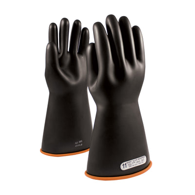 NOVAX Insulating Gloves Class 1 Rubber Glove w/Straight Cuff - 14" - Black - 1/PR - 155-1-14