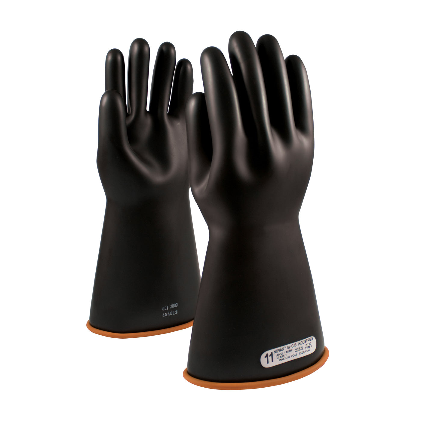 NOVAX Insulating Gloves Class 1 Rubber Glove w/Straight Cuff - 16" - Black - 1/PR - 155-1-16