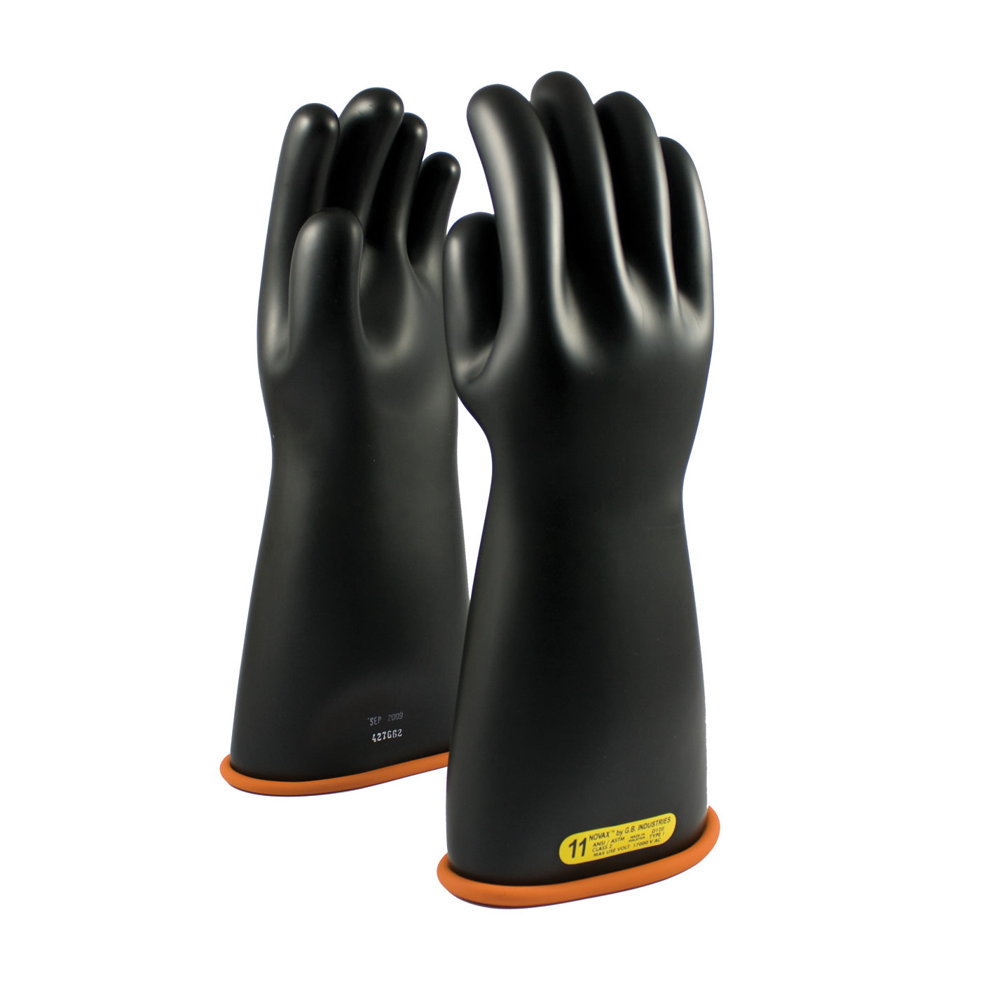 NOVAX Insulating Gloves Class 2 Rubber Glove w/Straight Cuff - 16" - Black - 1/PR - 155-2-16