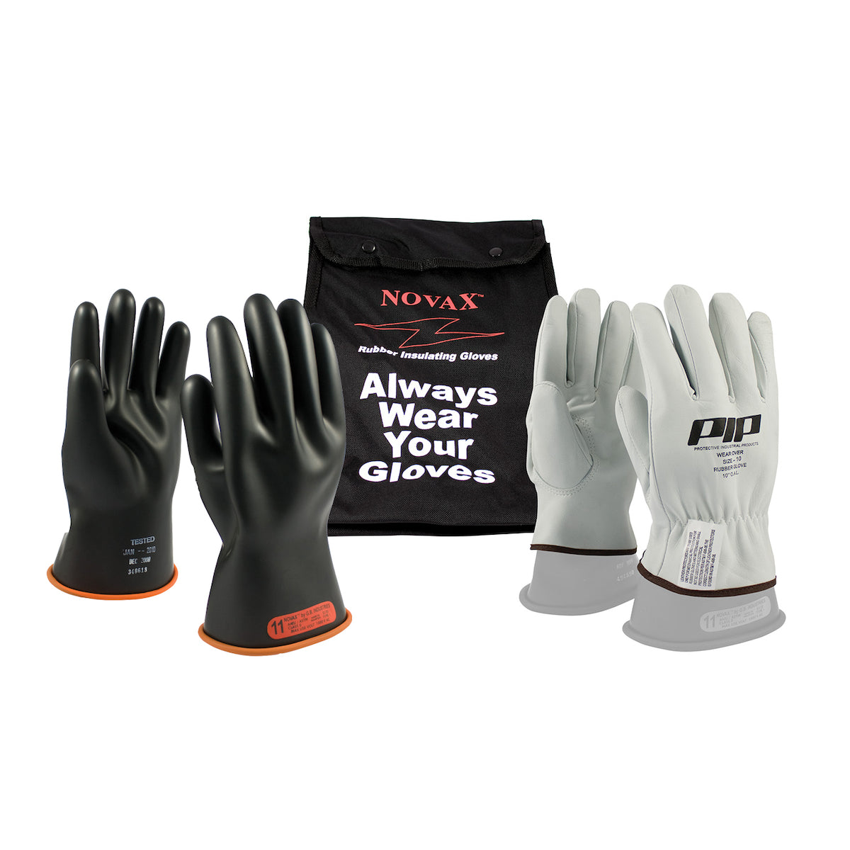 NOVAX Insulating Glove Kit Class 0 Electrical Safety - Black - 1/EA - 155-SK-0