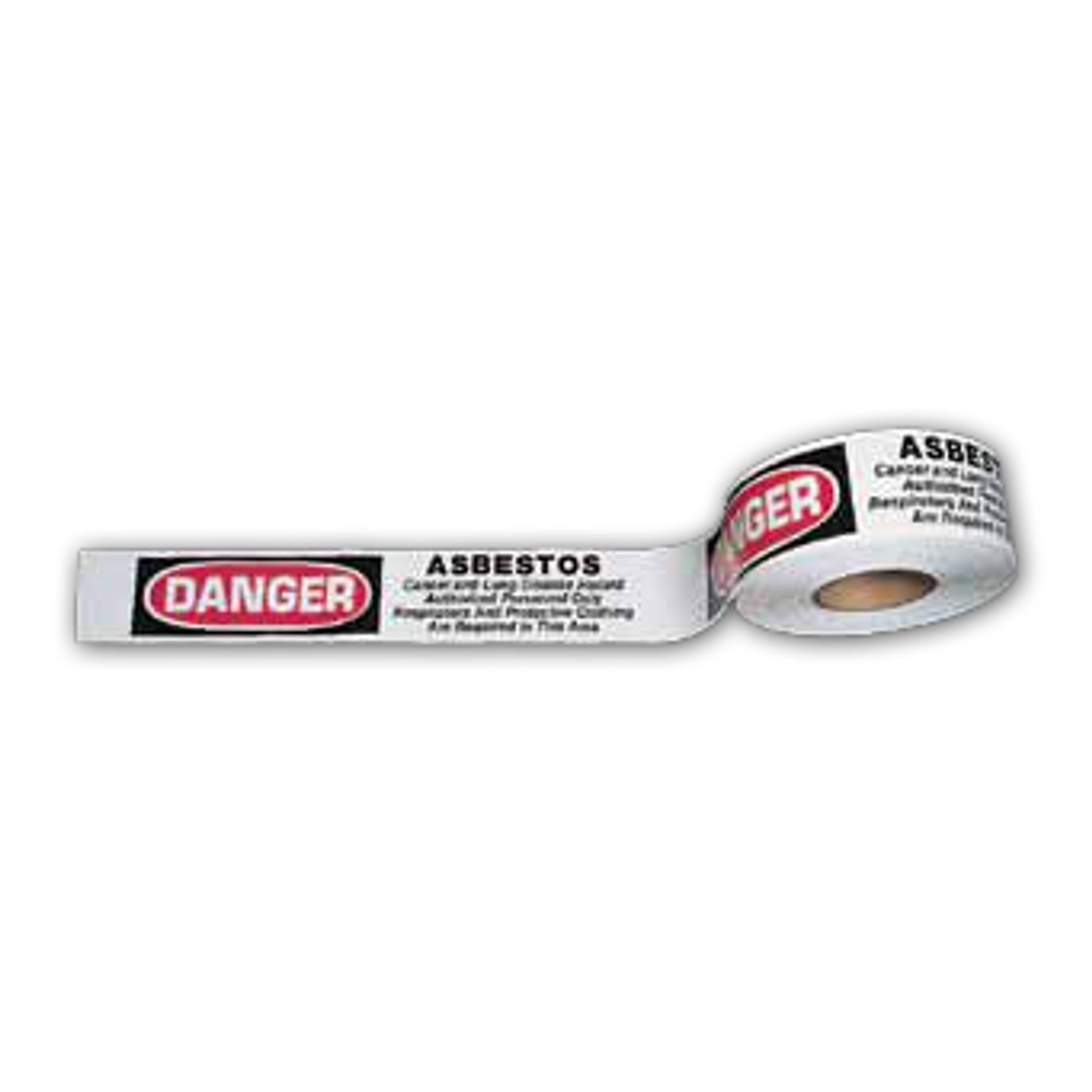 White Asbestos Barricade Tape w/Warning 3"x1000'