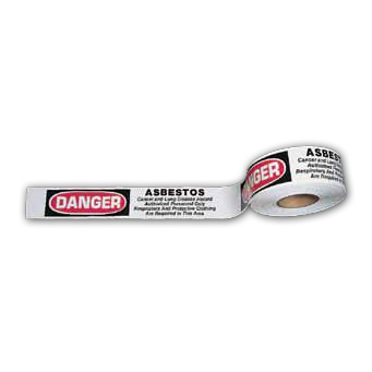 White Asbestos Barricade Tape w/Warning 3"x1000'