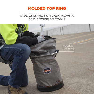 Ergodyne Arsenal 5973 Large Nylon Hoist Bucket Tool Bag - D-Rings, Zipper Top