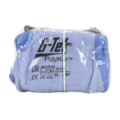 G-Tek PolyKor Seamless Knit Blended Glove w/Polyurethane Coated Grip on Palm & Fingers - Vend-Ready - Blue - 6/PR - 16-318V