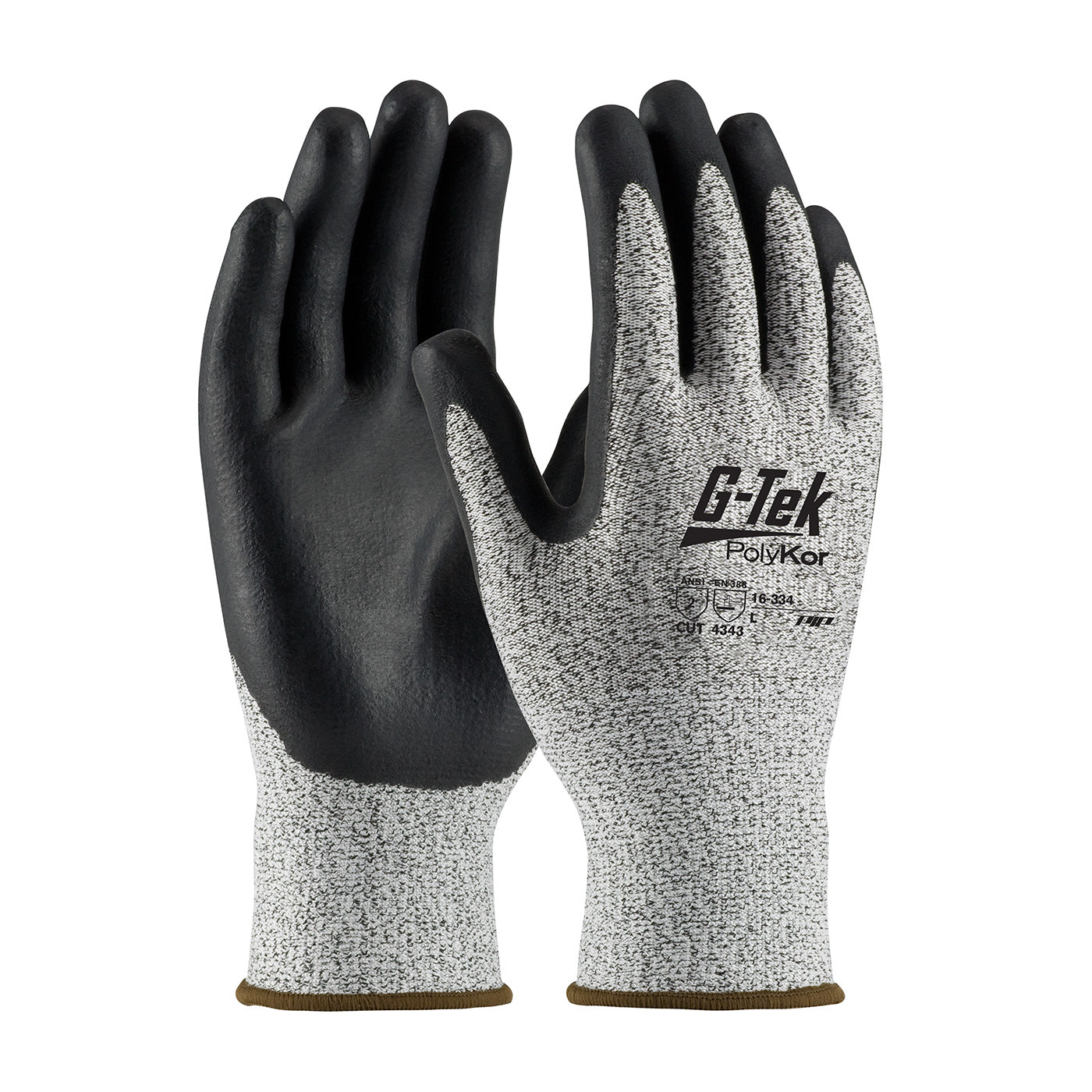 G-Tek PolyKor Seamless Knit Blended Glove w/Nitrile Coated Foam Grip on Palm & Fingers - Salt Pepper - 1/DZ - 16-334