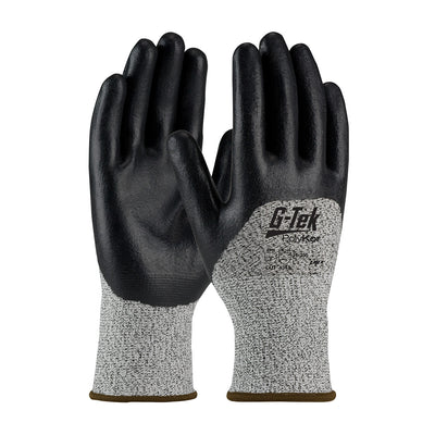 G-Tek PolyKor Seamless Knit Blended Glove w/Nitrile Coated Foam Grip on Palm Fingers & Knuckles - Salt Pepper - 1/DZ - 16-355
