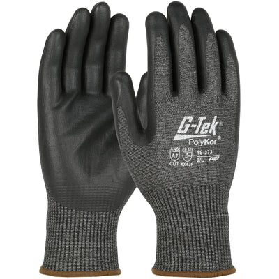 G-Tek PolyKor Seamless Knit Blended Glove w/Nitrile Coated Foam Grip on Palm & Fingers Touchscreen Compatible - Black - 1/DZ - 16-373