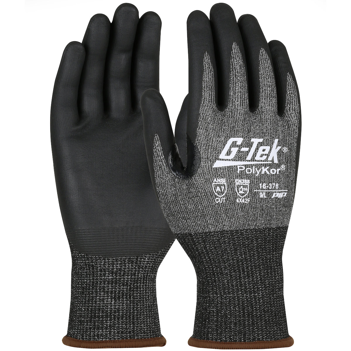 G-Tek PolyKor X7 Seamless Knit Blended Glove w/Nitrile Coated Foam Grip on Palm & Fingers - Touchscreen Compatible - Black - 1/DZ - 16-378