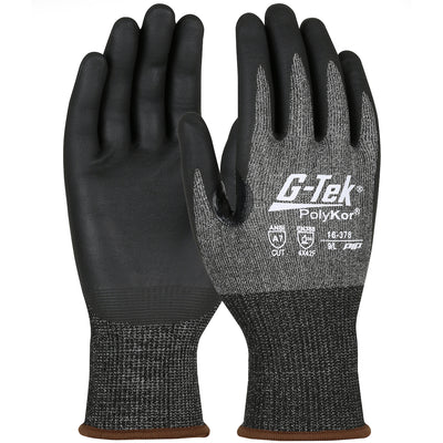 G-Tek PolyKor X7 Seamless Knit Blended Glove w/Nitrile Coated Foam Grip on Palm & Fingers - Touchscreen Compatible - Black - 1/DZ - 16-378