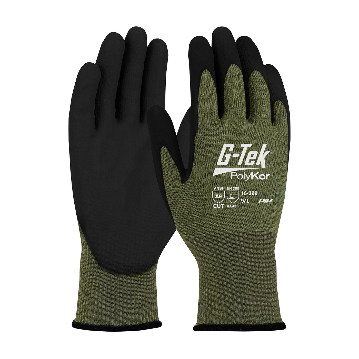 G-Tek PolyKor X7 Seamless Knit Blended Glove w/NeoFoam Coated MicroSurface Grip on Palm & Fingers - Touchscreen Compatible - Green - 1/DZ - 16-399