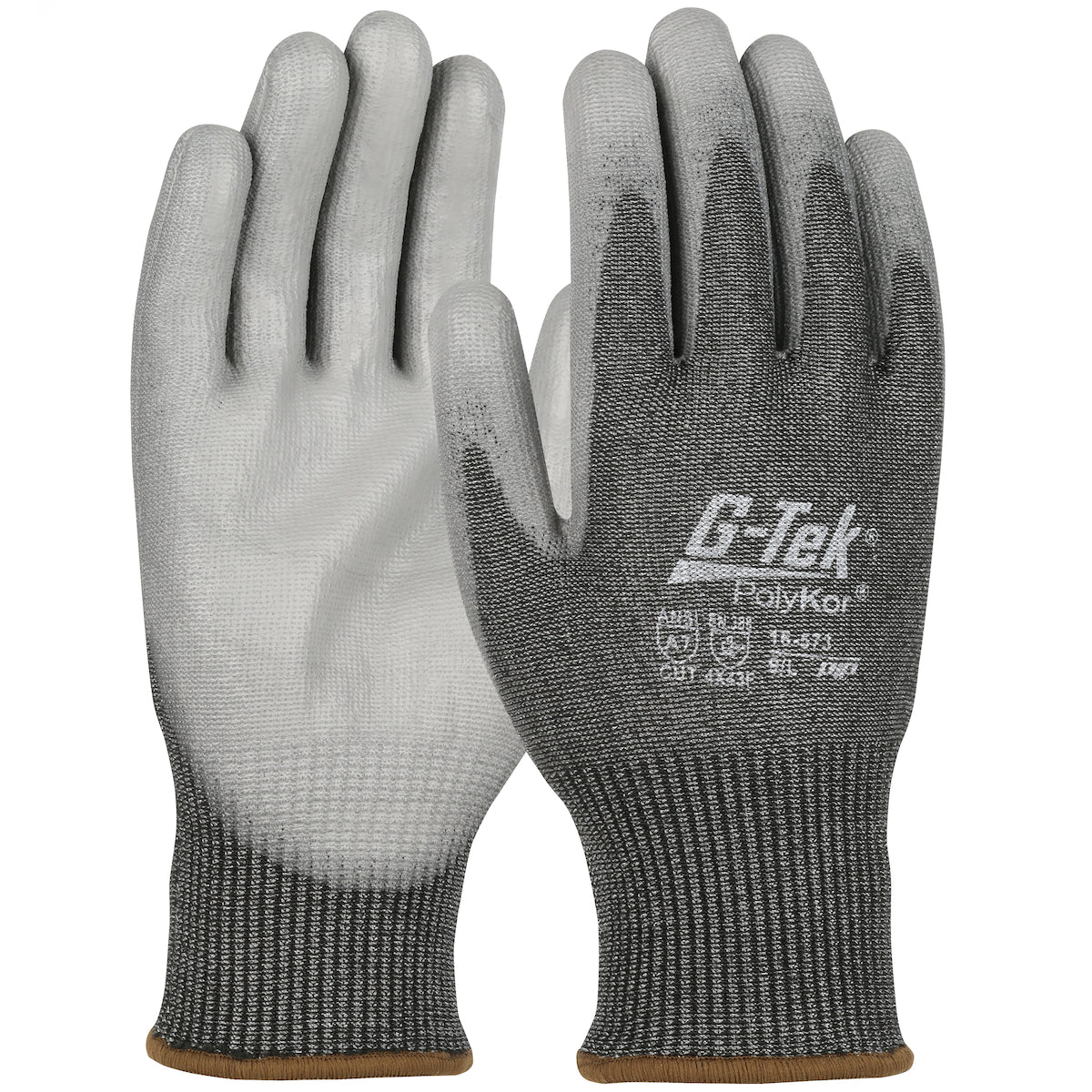 G-Tek PolyKor Seamless Knit Blended Glove w/Polyurethane Coated Flat Grip on Palm & Fingers  Touchscreen Compatible - Black - 1/DZ - 16-573