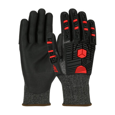 G-Tek PolyKor X7 Seamless Knit Blended Glove w/Impact Protection & NeoFoam Coated Palm Fingers - Black - 6/PR - 16-MP785