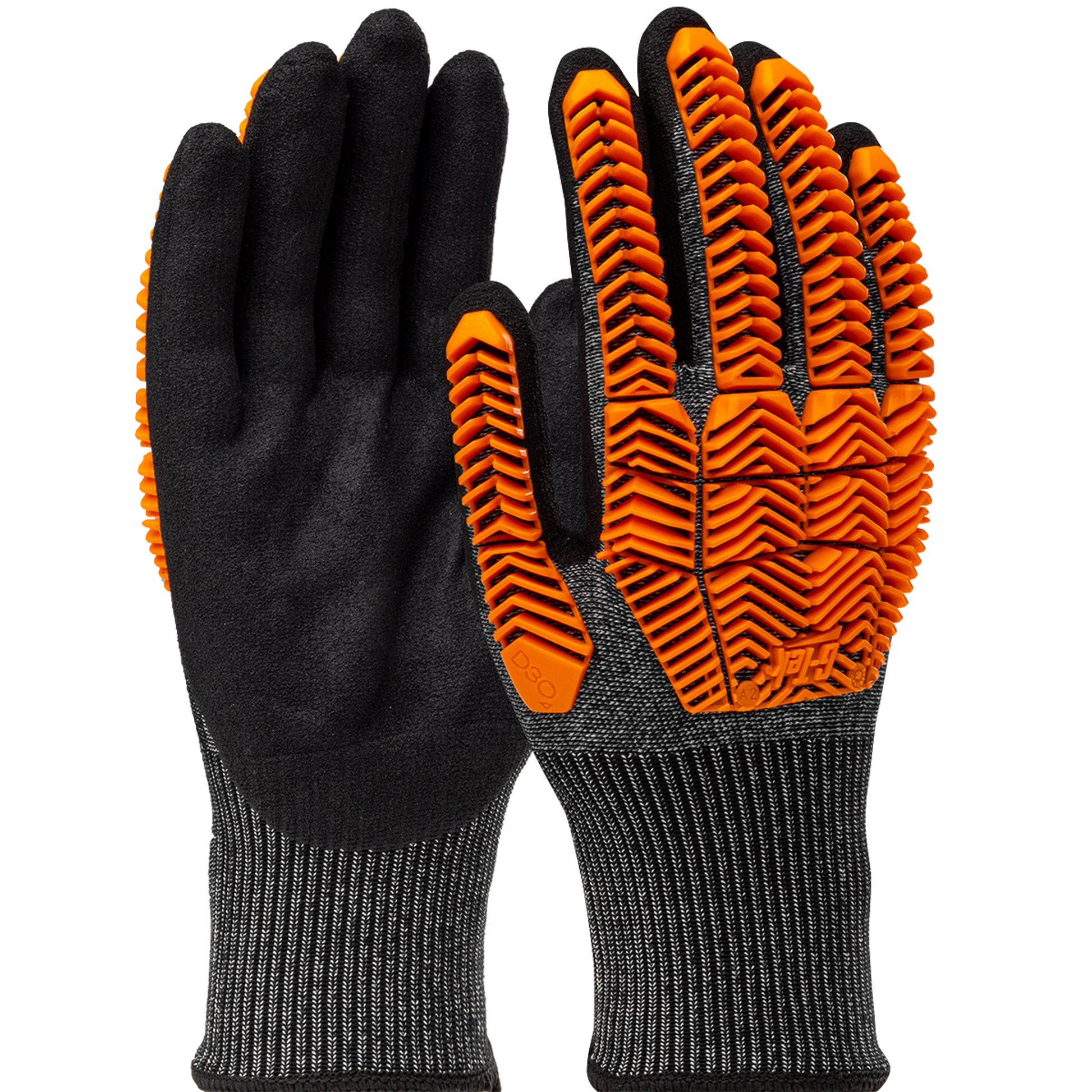 G-Tek PolyKor Seamless Knit Blended Glove w/D3O Impact Protection & Nitrile MicroSurface Coated Palm Fingers - Black - 1/PR - 16-MPT630
