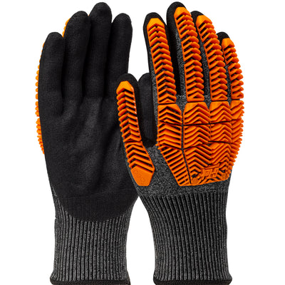 G-Tek PolyKor Seamless Knit Blended Glove w/D3O Impact Protection & Nitrile MicroSurface Coated Palm Fingers - Black - 1/PR - 16-MPT630