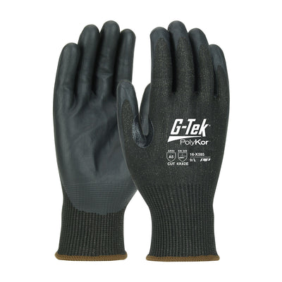 G-Tek PolyKor Xrystal Seamless Knit Blended Glove w/NeoFoam Coated Palm & Fingers - Touchscreen Compatible - Black - 1/DZ - 16-X585