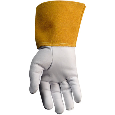 Caiman Premium Goat Grain TIG Welder's Glove w/a 4" Gold Extended Cuff - Natural - 6/PR - 1600