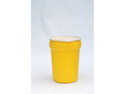 Justrite Lab Pack Open Head Poly Drum - 30 Gallon - Plastic Lever-Lock - Yellow - 1601