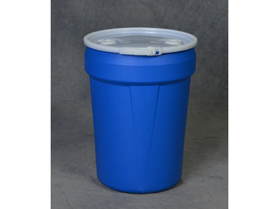 Justrite Lab Pack Open Head Poly Drum - 30 Gallon - Plastic Lever-Lock - Blue - 1601B