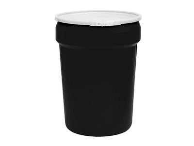 Justrite Lab Pack Open Head Poly Drum - 30 Gallon - Metal Lever-Lock - 1x2" 1x3/4" Bung Holes - Black - 1601MBLKBG