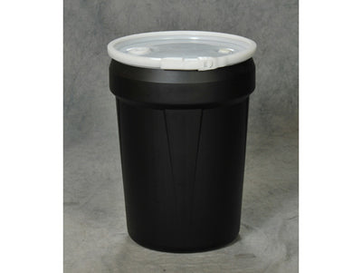 Justrite Lab Pack Open Head Poly Drum - 30 Gallon - Plastic Lever-Lock - 1x2" 1x3/4" Bung Holes - Black - 1601BLKBG