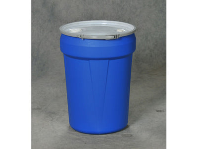 Justrite Lab Pack Open Head Poly Drum - 30 Gallon - Metal Lever-Lock - 1x2" 1x3/4" Bung Holes - Blue - 1601MBBG