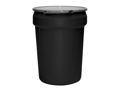 Justrite Lab Pack Open Head Poly Drum - 30 Gallon - Metal Lever-Lock - Black - 1601MBLK